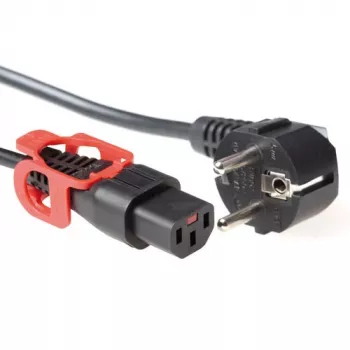 ACT toitekaabel CEE 7/7 isane (nurkadega) - C13 IEC Lock+ must 2 m, EL332S