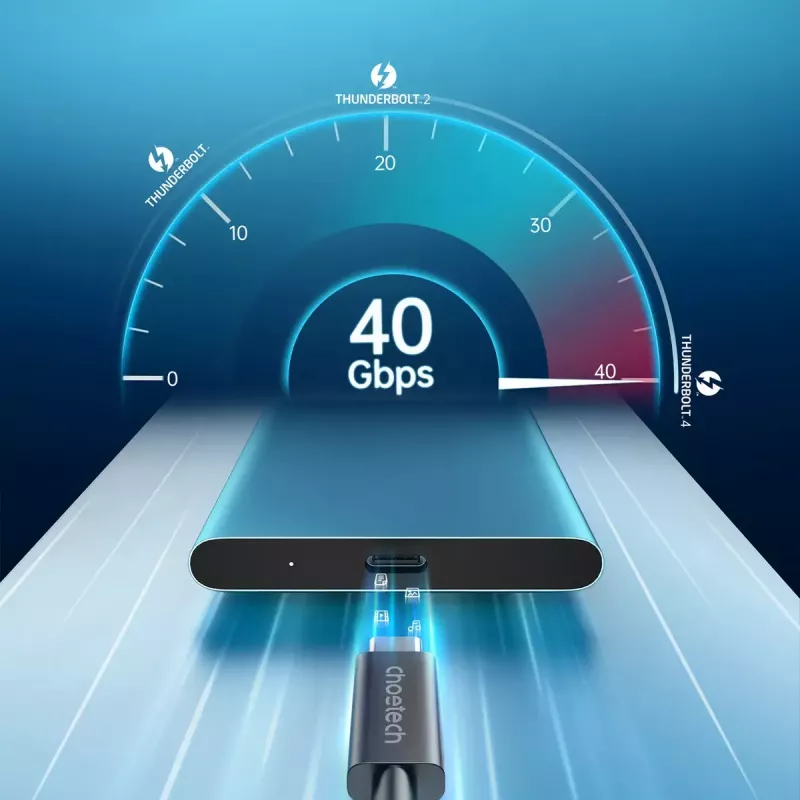 USB-C to USB-C Thunderbolt 4 kaabel CHOETECH — 40 Gbps, 100 W laadimine