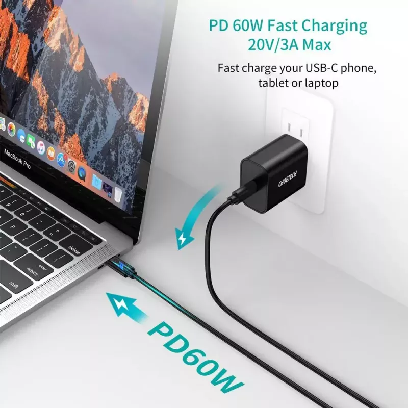 USB-kaabel Choetech CC0002 USB 2.0 1m USB C Must
