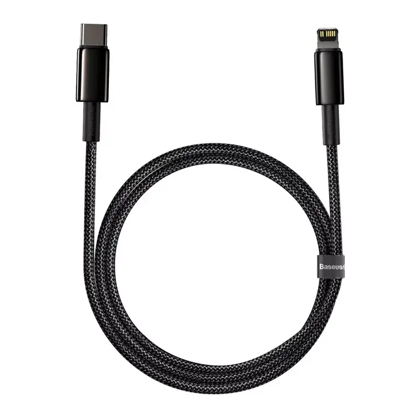 Baseus Tungsten Gold 1 m must Lightning kuni USB C kaabel