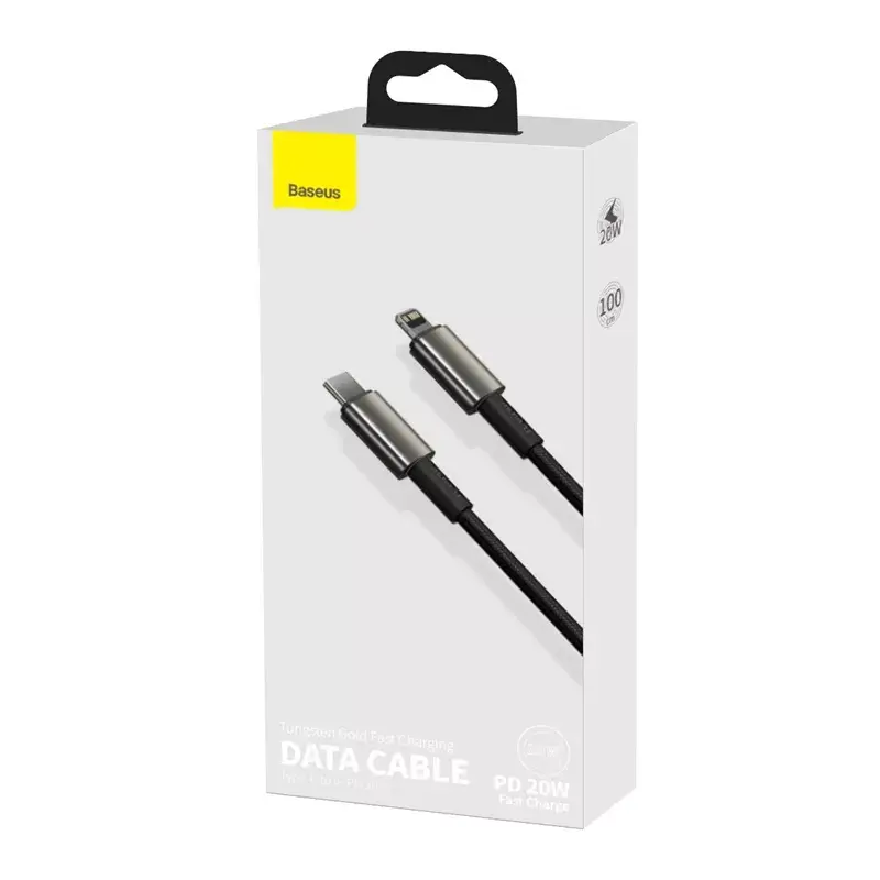 Baseus Tungsten Gold 1 m must Lightning kuni USB C kaabel