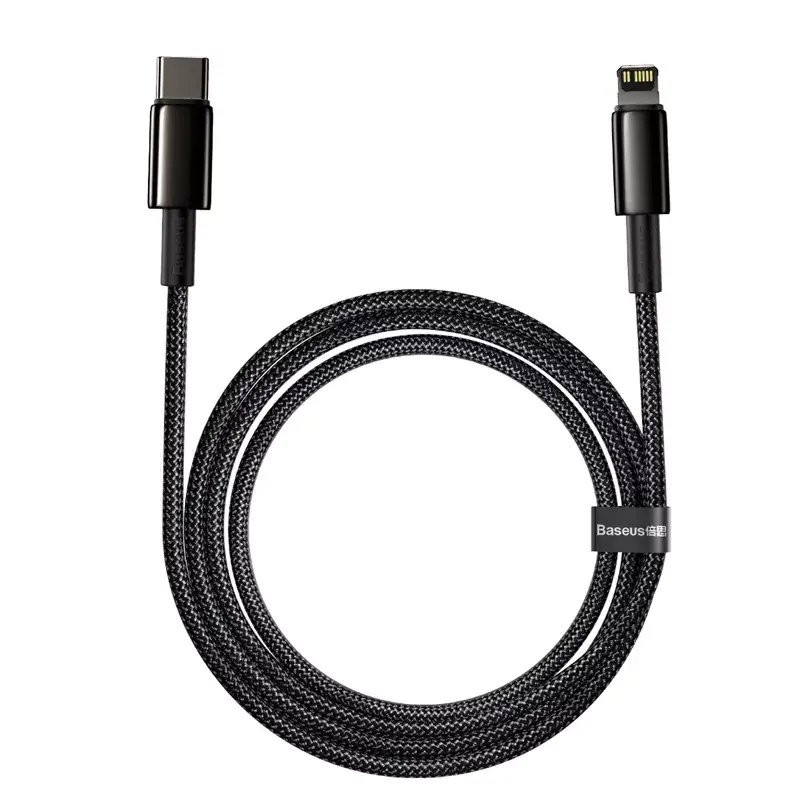 Baseus Tungsten Gold 2 m must Lightning USB-C kaabel