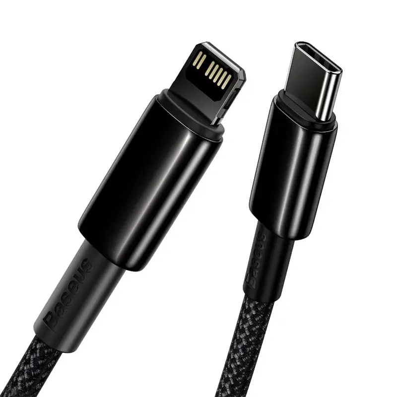 Baseus Tungsten Gold 2 m must Lightning USB-C kaabel
