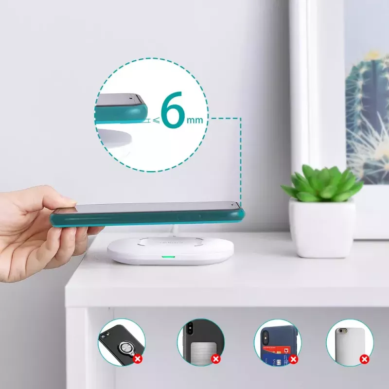 Juhtmevaba laadimisalus CHOETECH T550-F-v2 15W valge — Qi-ühilduv 15 W kiire juhtmevaba laadija