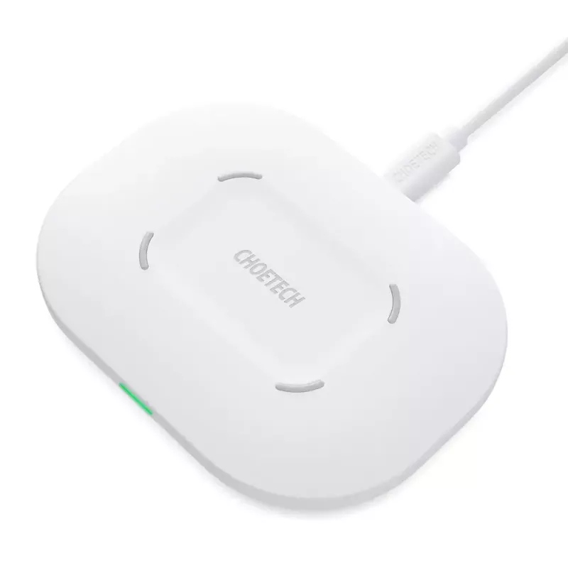 Juhtmevaba laadimisalus CHOETECH T550-F-v2 15W valge — Qi-ühilduv 15 W kiire juhtmevaba laadija