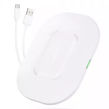 Juhtmevaba laadimisalus CHOETECH T550-F-v2 15W valge — Qi-ühilduv 15 W kiire juhtmevaba laadija