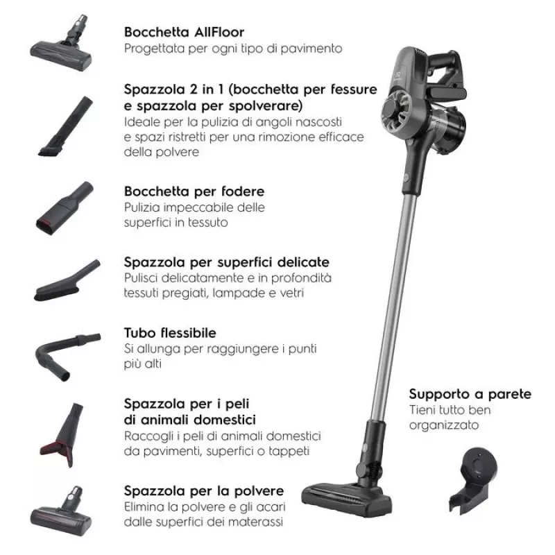 Electrolux EP31CB21GP 2-in-1 pulkpuhastaja Aku Kuiv Tsükloniline Kotita 0,5 L 15 W Hall, Tungsten 2 Ah