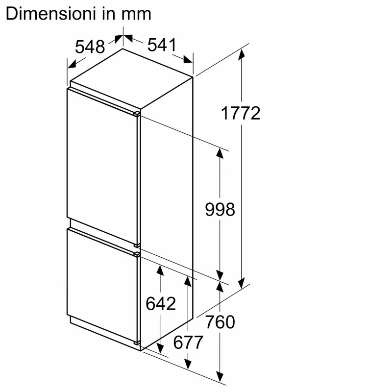 Bosch Serie 2 KIN86NSE0 külmik-sügavkülmik sisseehitatav 260 L