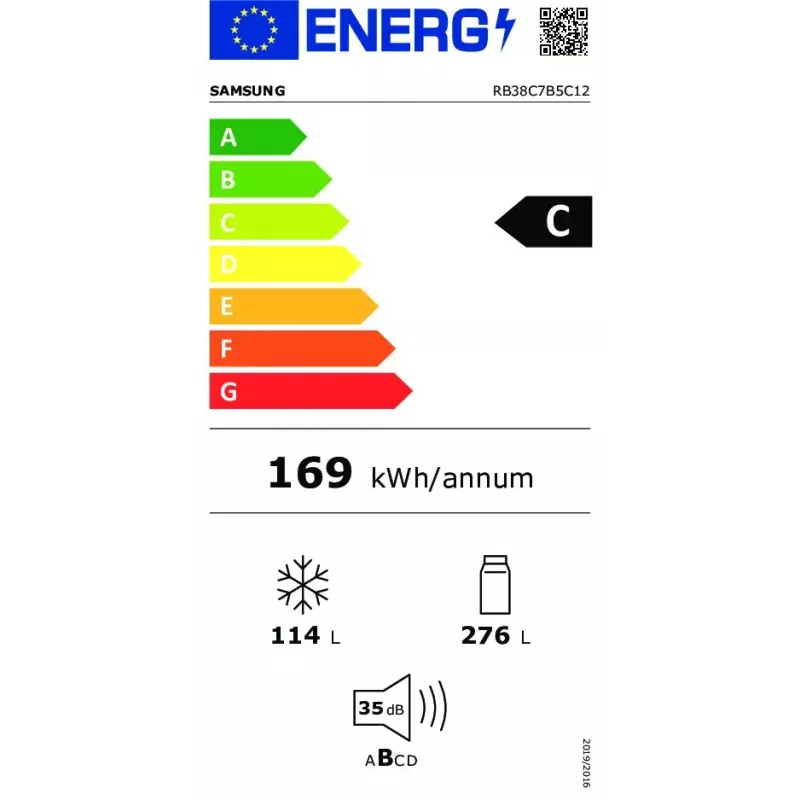 Samsung RB38C7B5C12/EF külmik-sügavkülmik eraldiseisev valge