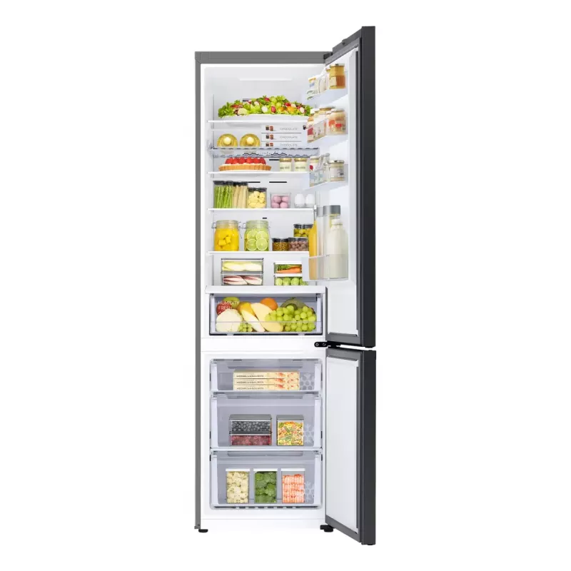 Eraldiseisev külmik Samsung RB38C6B2E22 koos No Frost, parempoolne hing, 35 dB, energiaklass E, 8 kg/24h külmutusvõimsus, 4 riiulit, 2 köögiviljasahtlit, must