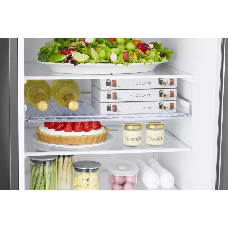 Eraldiseisev külmik Samsung RB38C6B2E22 koos No Frost, parempoolne hing, 35 dB, energiaklass E, 8 kg/24h külmutusvõimsus, 4 riiulit, 2 köögiviljasahtlit, must