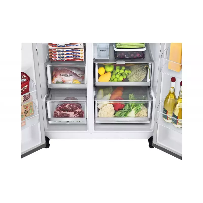 LG InstaView GSXV91PZAE külg-külje kõrval külmik Vabaltseisev 635 L Must, roostevaba teras