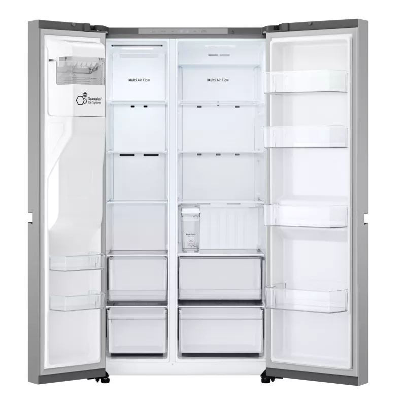 Külg-külje kõrval külmik LG GSLC41PYPE, 641 L kogumaht, külmik 420 L / sügavkülmik 221 L, eraldiseisev, hõbedane