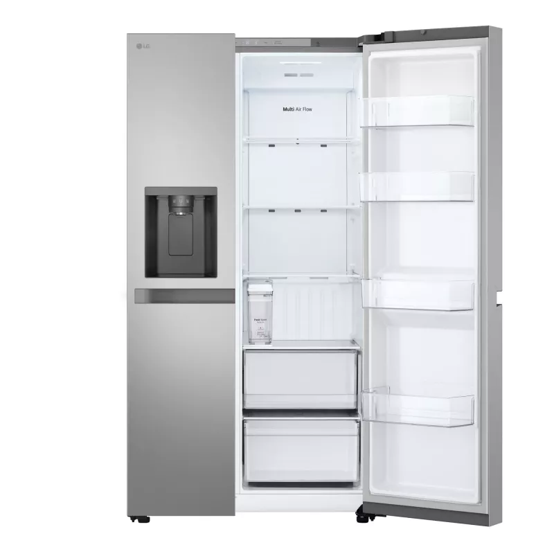 Külg-külje kõrval külmik LG GSLC41PYPE, 641 L kogumaht, külmik 420 L / sügavkülmik 221 L, eraldiseisev, hõbedane