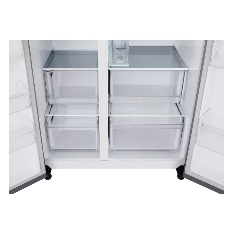Külg-külje kõrval külmik LG GSLC41PYPE, 641 L kogumaht, külmik 420 L / sügavkülmik 221 L, eraldiseisev, hõbedane
