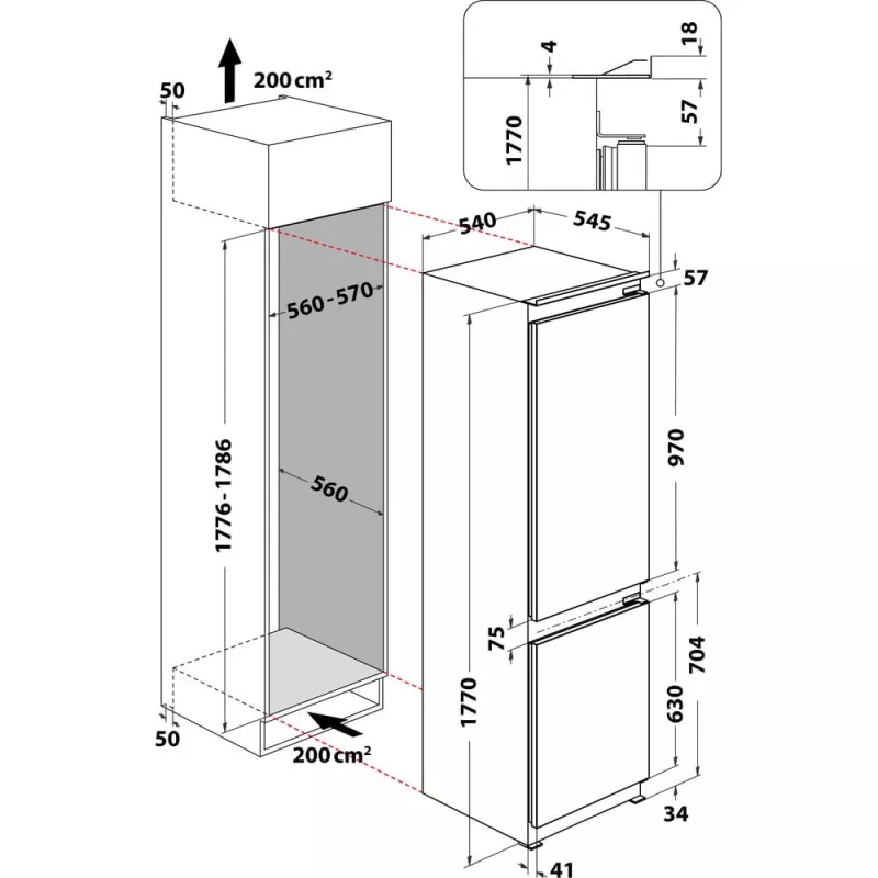 Whirlpool WHC18D031A1 sisseehitatav 268 L valge