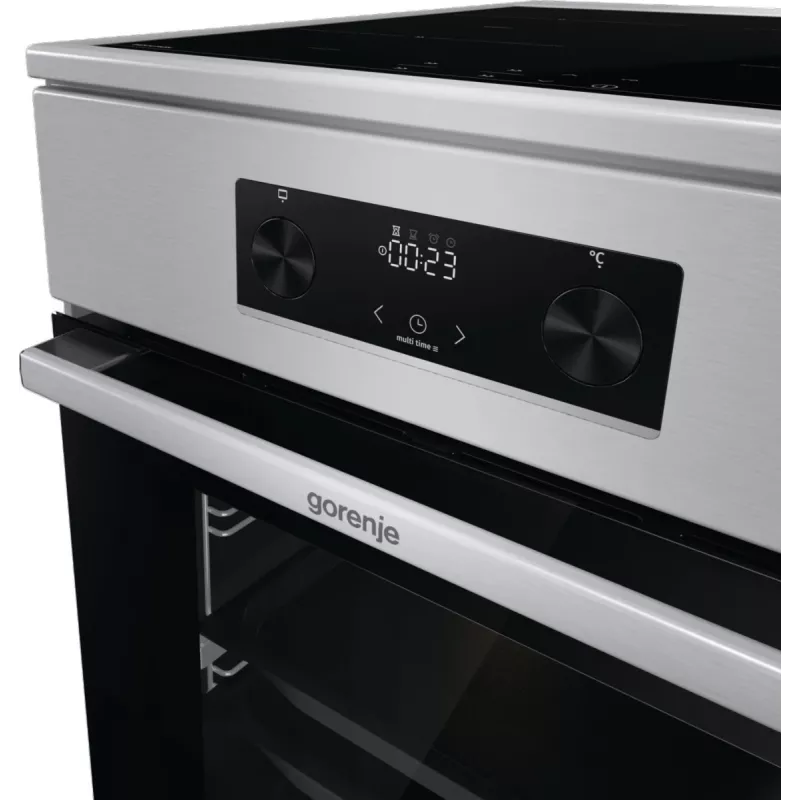 Gorenje 740742 pliit Vabaltseisev pliit Elektriline Tsoon-induktsioonplaat Must, Roostevaba teras