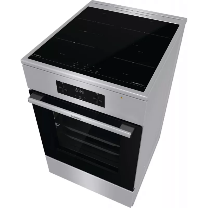 Gorenje 740742 pliit Vabaltseisev pliit Elektriline Tsoon-induktsioonplaat Must, Roostevaba teras
