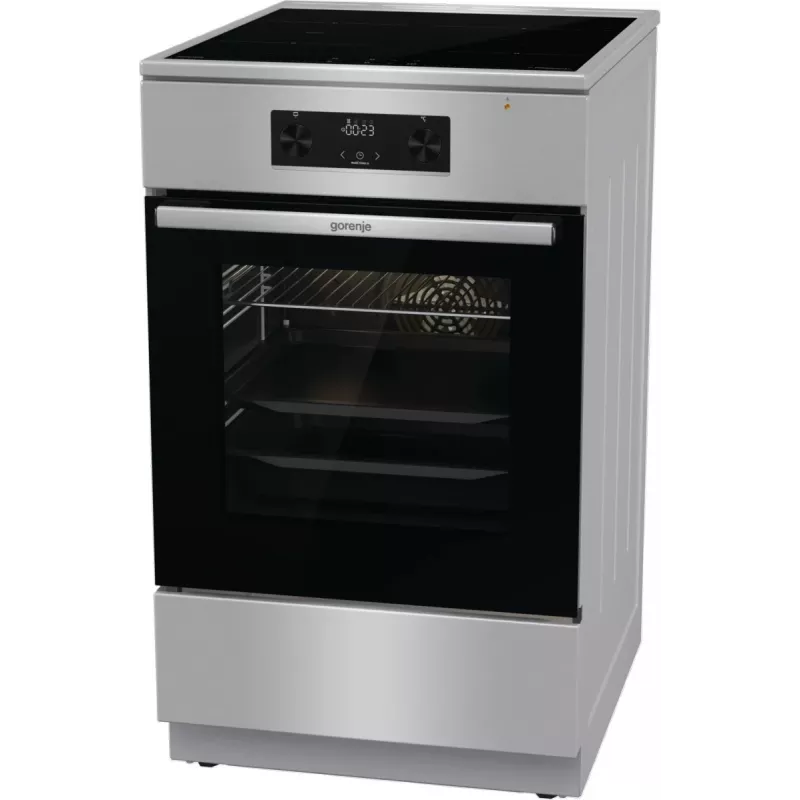 Gorenje 740742 pliit Vabaltseisev pliit Elektriline Tsoon-induktsioonplaat Must, Roostevaba teras
