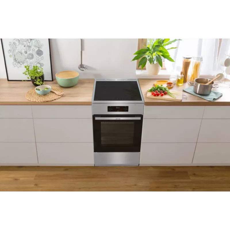 Gorenje 740742 pliit Vabaltseisev pliit Elektriline Tsoon-induktsioonplaat Must, Roostevaba teras