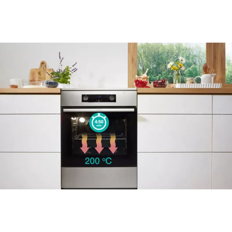 Gorenje 740742 pliit Vabaltseisev pliit Elektriline Tsoon-induktsioonplaat Must, Roostevaba teras