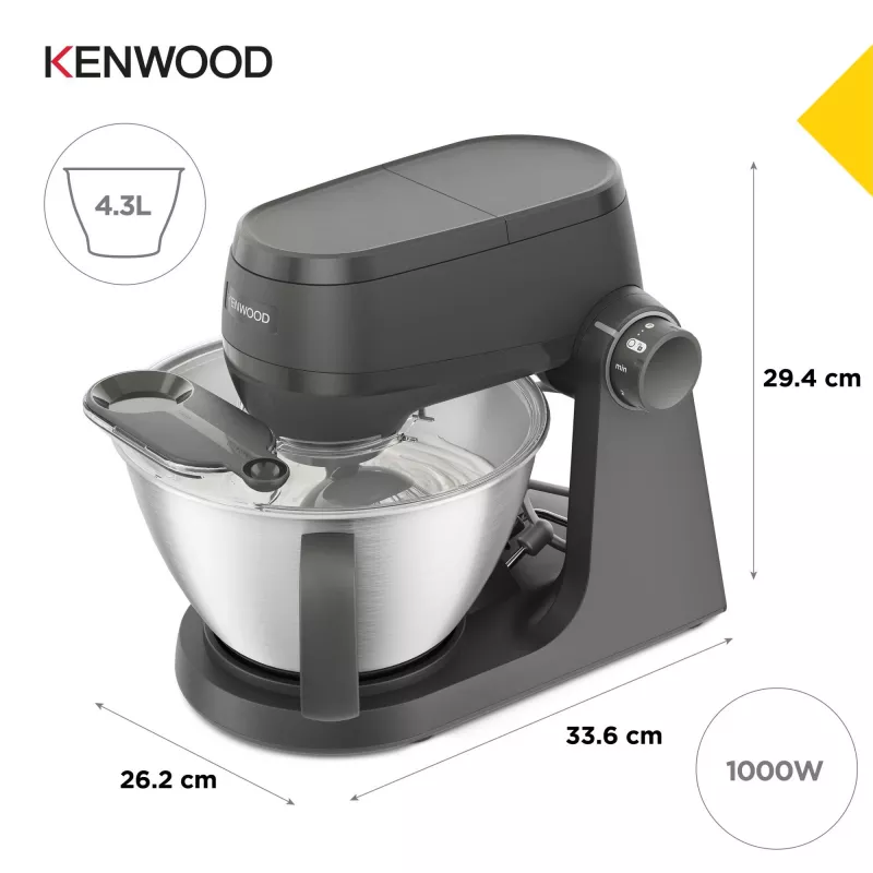 Köögikombain Kenwood KHC30.070GY — 1000 W, 4,3 L roostevabast terasest kauss, pöördnupp, hall