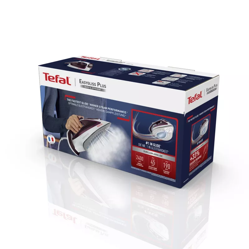 Tefal EasyGliss Plus FV5714 triikraud Kuiv- ja aurutriikraud Durilium tallaga 2400 W Bordeaux, Valge