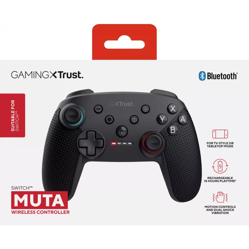 Trust GXT 1246 MUTA Must Bluetooth-mängupult Analoog / Digitaalne Nintendo Switch, Nintendo Switch Lite, Nintendo Switch OLED