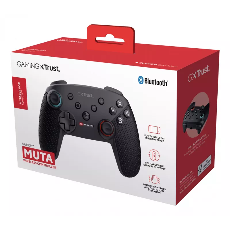 Trust GXT 1246 MUTA Must Bluetooth-mängupult Analoog / Digitaalne Nintendo Switch, Nintendo Switch Lite, Nintendo Switch OLED
