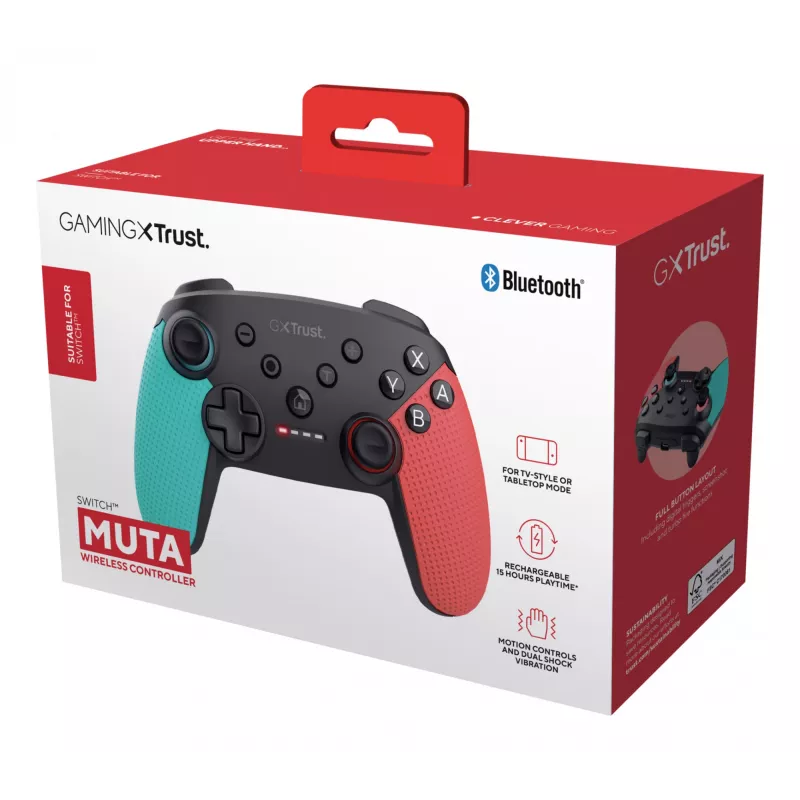 Trust GXT 1246B Muta must, sinine, punane Bluetooth-mängupult Nintendo Switch, Nintendo Switch Lite