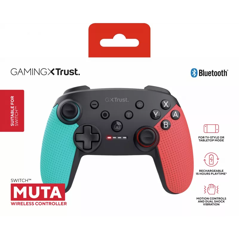 Trust GXT 1246B Muta must, sinine, punane Bluetooth-mängupult Nintendo Switch, Nintendo Switch Lite