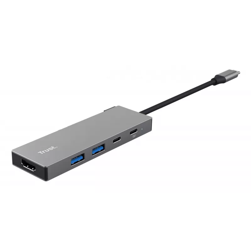 USB USB-C-jaotur TRUST 26062 — HDMI + USB 3.2 Gen 1 Type-A ja USB-C, hall, 5 porti
