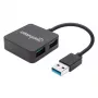 Manhattan USB-A 4-pordiline jaotur, 4x USB-A porti, 5 Gbps (USB 3.2 Gen1 ehk USB 3.0), USB-toitega (välist toiteallikat pole vaja). Kiirlaadimine: 1 port kuni 0,9 A; laadimine kõigis 4 pordis nõuab välist toiteallikat (ei ole kaasas), samaväärne mudeliga ST4300MINU3B