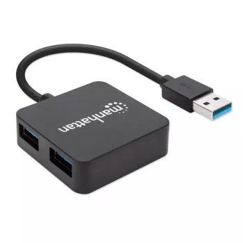 Manhattan USB-A 4-pordiline jaotur, 4x USB-A porti, 5 Gbps (USB 3.2 Gen1 ehk USB 3.0), USB-toitega (välist toiteallikat pole vaja). Kiirlaadimine: 1 port kuni 0,9 A; laadimine kõigis 4 pordis nõuab välist toiteallikat (ei ole kaasas), samaväärne mudeliga ST4300MINU3B