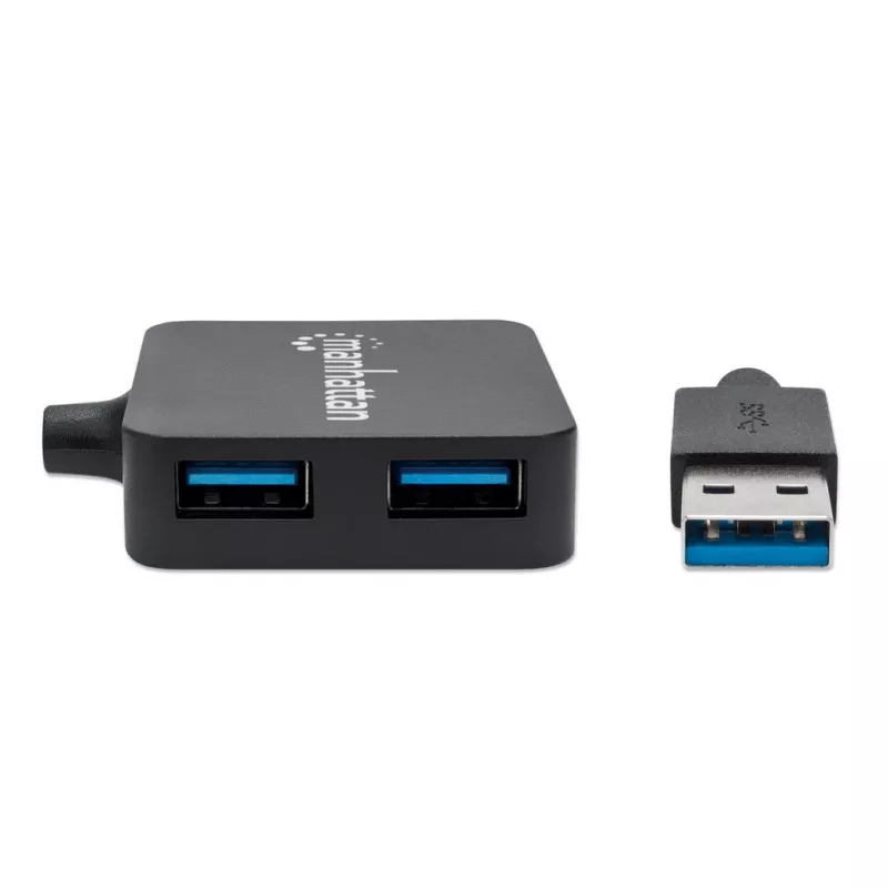 Manhattan USB-A 4-pordiline jaotur, 4x USB-A porti, 5 Gbps (USB 3.2 Gen1 ehk USB 3.0), USB-toitega (välist toiteallikat pole vaja). Kiirlaadimine: 1 port kuni 0,9 A; laadimine kõigis 4 pordis nõuab välist toiteallikat (ei ole kaasas), samaväärne mudeliga ST4300MINU3B