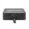Manhattan USB-A 4-pordiline jaotur, 4x USB-A porti, 5 Gbps (USB 3.2 Gen1 ehk USB 3.0), USB-toitega (välist toiteallikat pole vaja). Kiirlaadimine: 1 port kuni 0,9 A; laadimine kõigis 4 pordis nõuab välist toiteallikat (ei ole kaasas), samaväärne mudeliga ST4300MINU3B