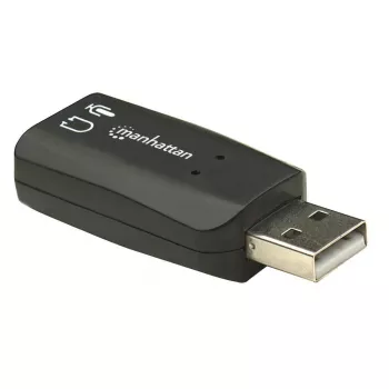 Manhattan USB-A heliadapter, USB-A kuni 3,5 mm mikrofoni-sisend ja heli-väljund pordid, 480 Mbps (USB 2.0), toetab 3D ja virtuaalset 5.1 ruumilist heli, Hi-Speed USB, must, kolmeaastane garantii