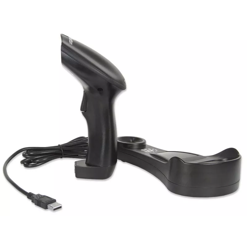 Manhattan Wireless Linear Handheld CCD Barcode Scanner, Bluetooth, 500mm Scan Depth, up to 80m effective range (line of sight), Max Ambient Light 100,000 lux (sunlight), EU/US/UK/AU interchangeable plug, Must, Three Year Warranty