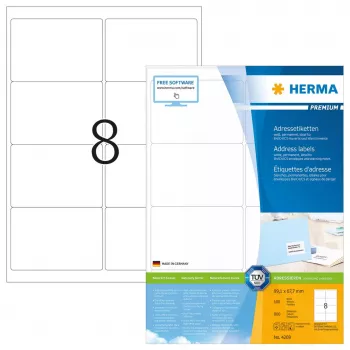 Aadressisildid HERMA Premium A4 99,1x67,7 mm 800 tk
