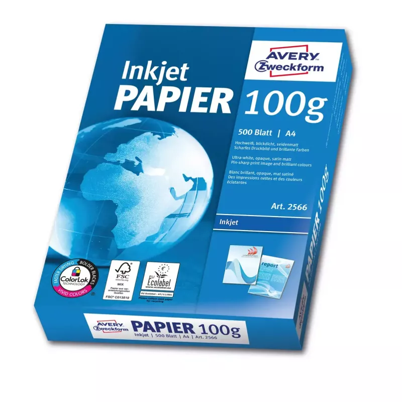 Printeripaber A4 Avery Bright Valge tindiprinterile 500 lehte