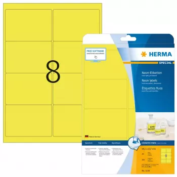 Sildid HERMA Neon A4 99,1x67,7 mm helendav kollane 160 tk