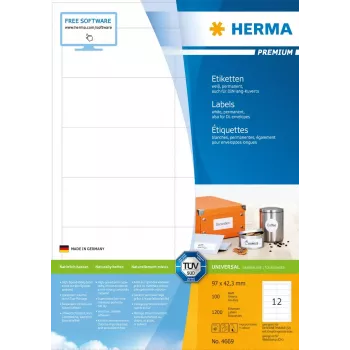 Isekleepuv printerisilt HERMA Labels Premium A4 97x42,3 mm