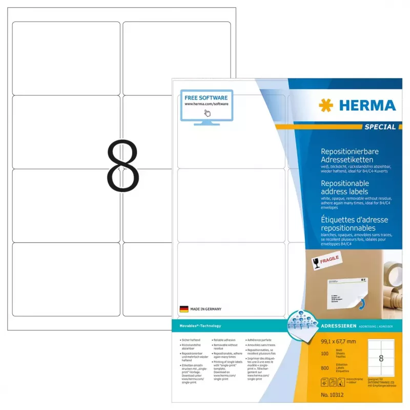Ümberpaigutatavad aadressisildid HERMA 10312