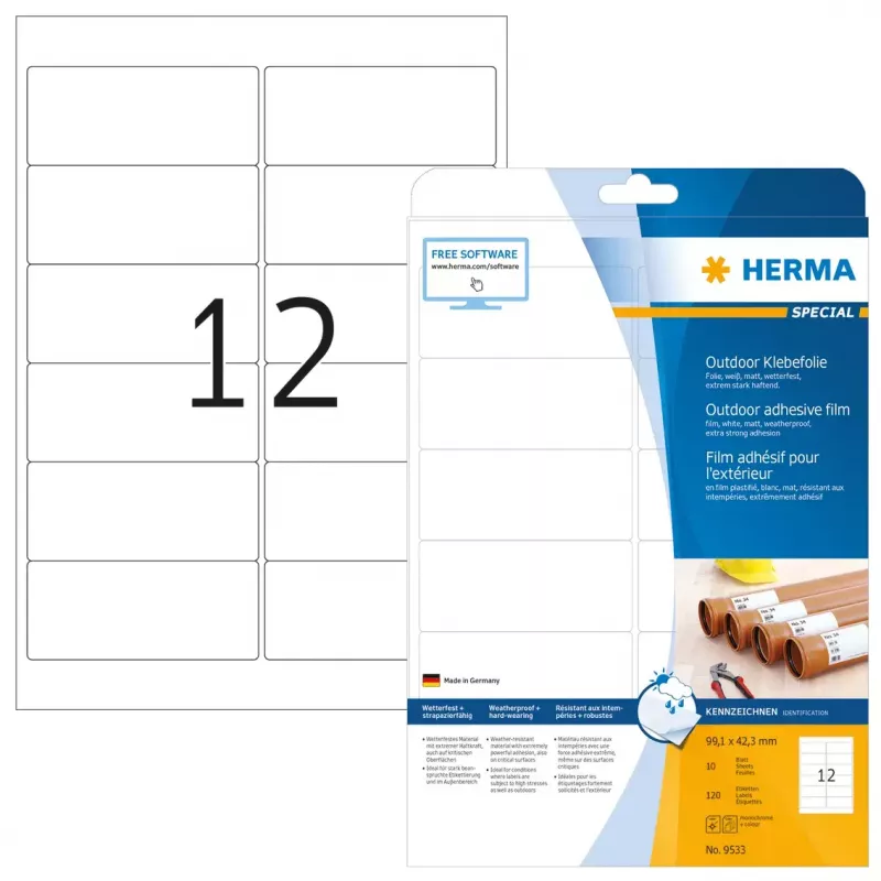 Isekleepuv printerisilt HERMA Labels A4 väliskile 99,1x42,3 mm