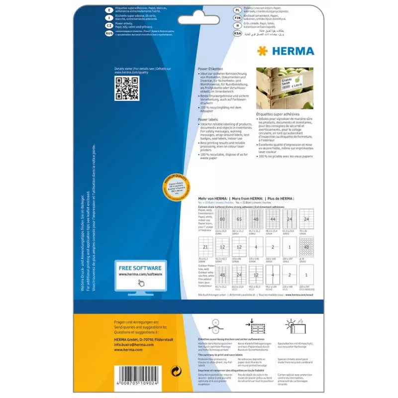 Isekleepuv printerisilt HERMA Labels A4 45,7x21,2 mm