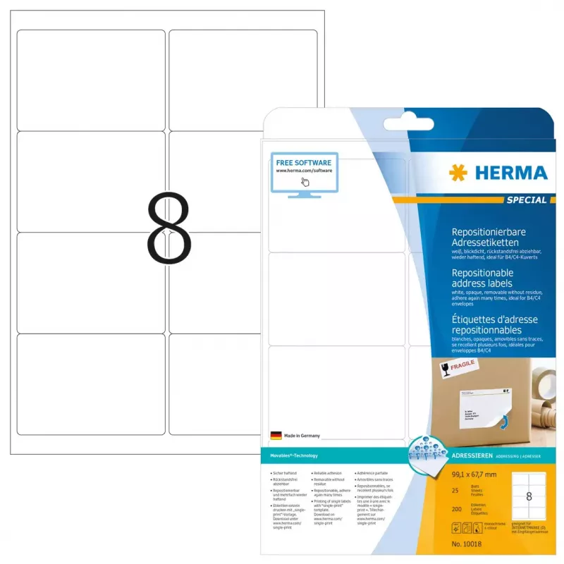 Ümberpaigutatavad aadressisildid HERMA 10018