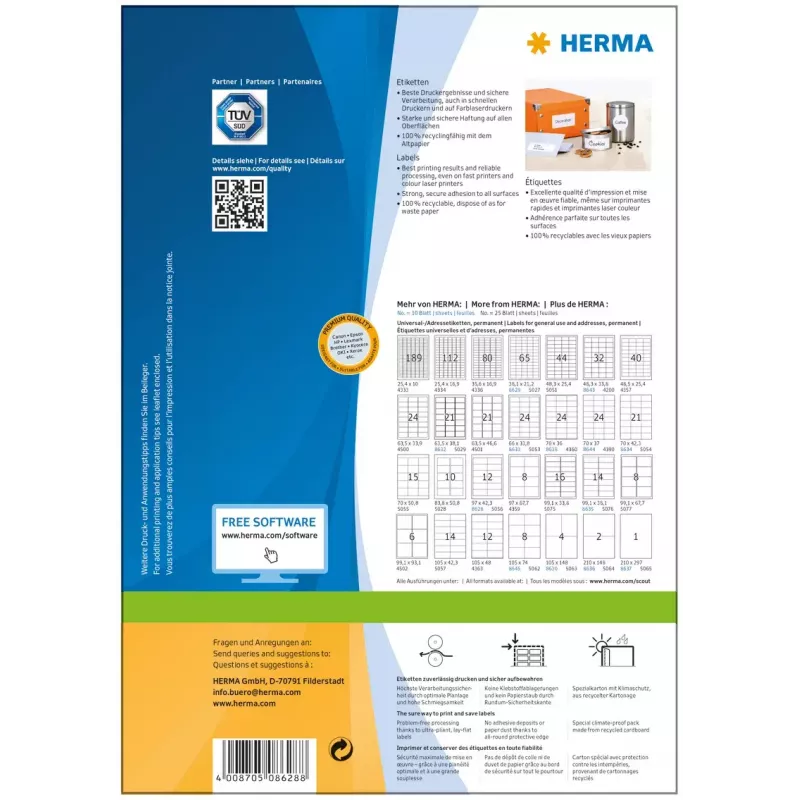 Isekleepuv printerisilt HERMA Labels Premium A4 97x42,3 mm
