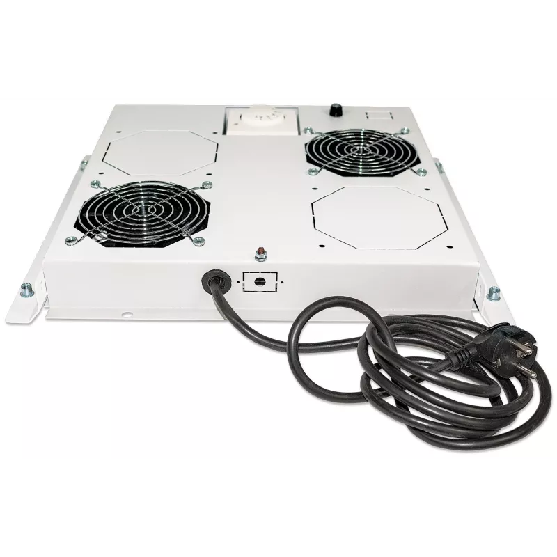 Intellinet 2-ventilaatoriga ventilatsiooniseade 19-tollistele raamidele, katusepaigaldus, termostaadiga, hall