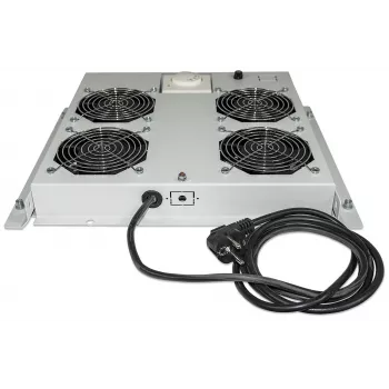 Intellinet 4-ventilaatoriga ventilatsiooniseade 19-tollistele riiulitele, katusepaigaldus, termostaadiga, hall