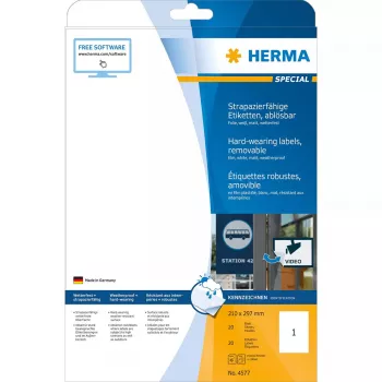 Isekleepuv silt HERMA 4577 eemaldatav valge
